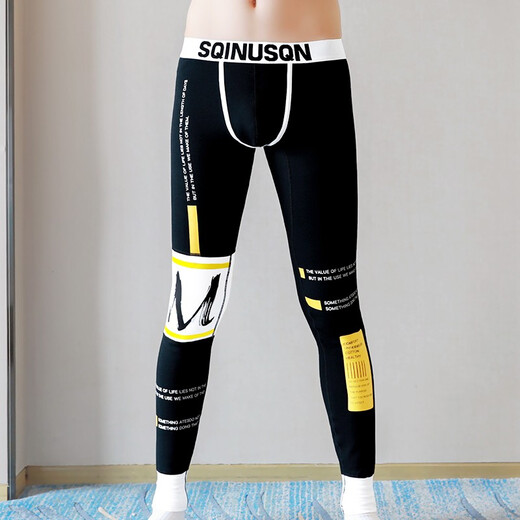 Lion Chino men's warm trousers, winter velvet thickened cotton trousers, woolen trousers, cold-proof leggings, long johns, leggings, underpants, fleece trousers, velvet style, black, XL 120-140Jin Jin is equal to 0.5 kg