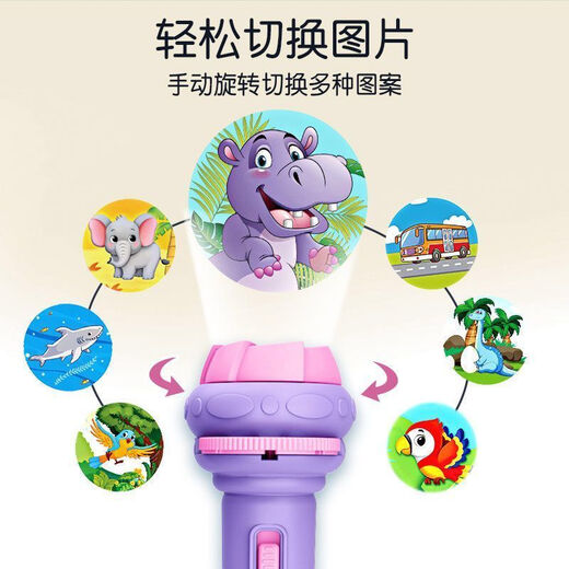 Fan Da Sen Proyección Infantil Linterna Toya Baby Educación temprana Patrón luminoso Alfabetización de bebé Kindergarten Artifacto Super Claro: Azul + Pink + 96 Patrón