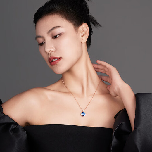 Icai topaz pendant for women 18k gold inlaid with diamonds and blue gemstone necklace birthday gift for girlfriend and lover pendant 8 carats free s925 silver chain O-shaped