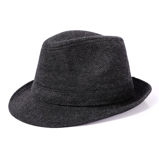 万宏达帽子男士秋冬季羊毛礼帽中老年人英伦风爵士帽冬天保暖老人绅士帽 经典黑色
