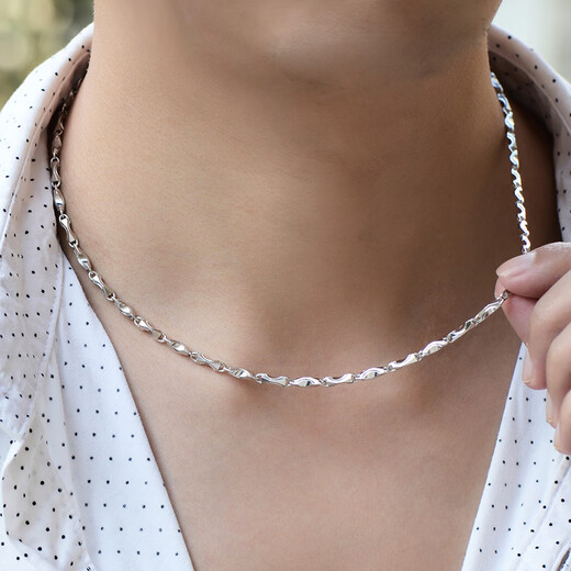 Guanpu Pavilion Fat Donglai's same style men's platinum necklace PT950 domineering and trendy men's 18K chain personalized versatile lock 50 cm long 20 grams heavy 3mm thick