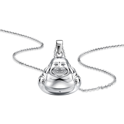 Heye Jewelry Pt950 platinum Buddha pendant, real gold for women, platinum three-dimensional double-sided smiling face Maitreya Buddha and Bodhisattva, women's single pendant, platinum Pt950, gold weight 4.51 grams, width 18mm, height including buckle 23mm