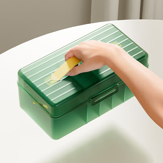 丽梵尔桌面数据线收纳神器手机充电器充电线分格整理耳机线电源线收纳盒 绿色