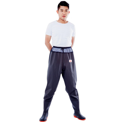 Yuduoduo waist-length waders, waterproof trousers, wading pants, men's fishing suits, leather forked trousers, waterproof suits for catching the sea, lotus root suit fishing trousers, green 39
