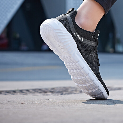 Hongxing Erke Men's Casual Running Shoes Wear-resistant and Non-slip Men's Running Shoes 11118203085 Black/White 41