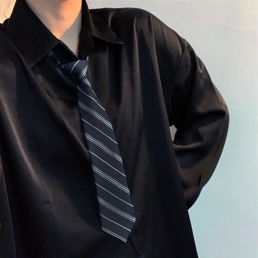 2-knotenfreie japanische gestreifte Krawatte JK Shirt Girl Dekoration Schüler College-Stil-Uniform-Schulangebot Marine Blau
