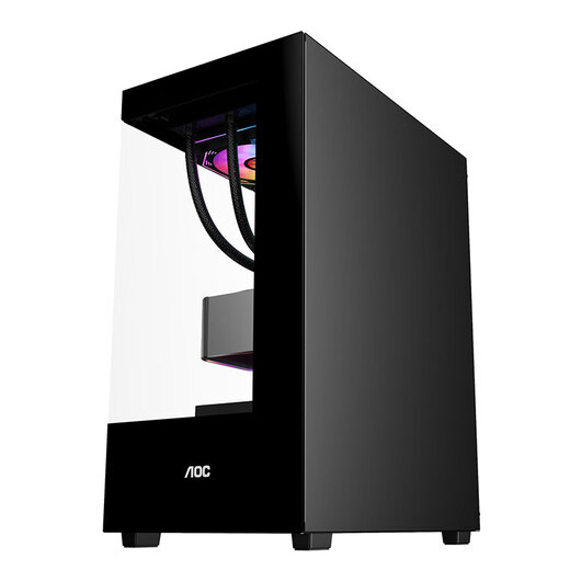 AOCCG390B黑色 游戏电脑主机海景房机箱 双面玻璃/支持ATX主板/240水冷/5风扇位/270°全景/上下分仓