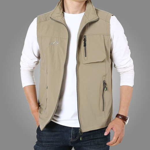 JP男士薄款马甲立领速干背心休闲外套9901 军绿色 L(适合125斤-140斤)