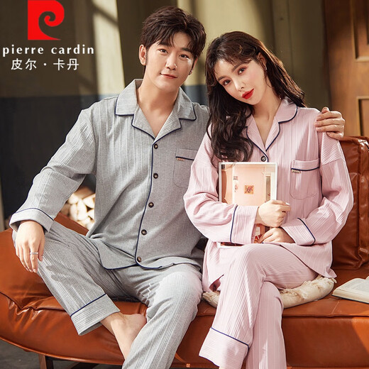 Pierre Cardin 2024 Herbst und Winter Neues Paar Pyjamas Langarmes Einfache koreanische Version reines Baumwoll lässig Lock
