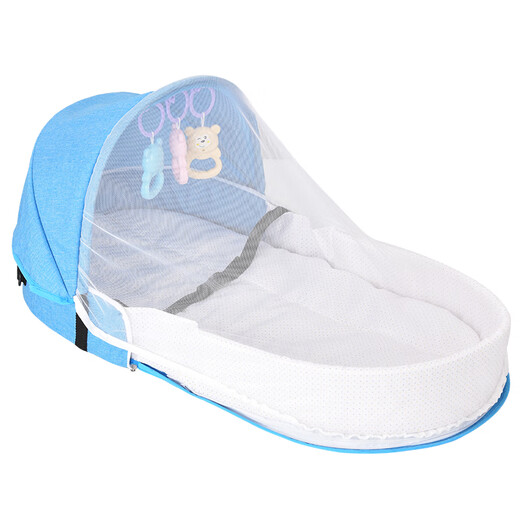 
In-bed bed baby 0-3 years old convenient movable folding bed multi-function baby bed anti-squeezing newborn bb bionic bed A sky blue single bed + mattress