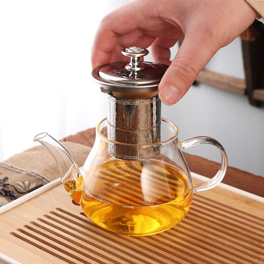 Daixi glass tea set household heat-resistant complete Kung Fu tea set teacup teapot fair cup tea drain set Bajun pot nine-piece set 450ML teapot