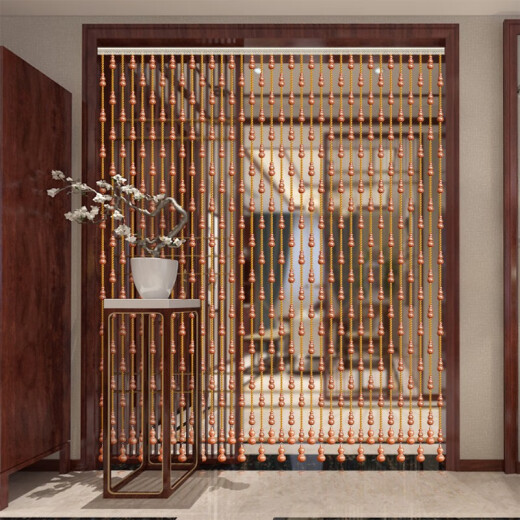 Xiangshangge crystal bead curtain mahogany no-punch gourd bedroom door curtain partition entrance corridor toilet living room toilet hanging curtain 21 arcs (suitable for 0.6-0.8 meters wide)