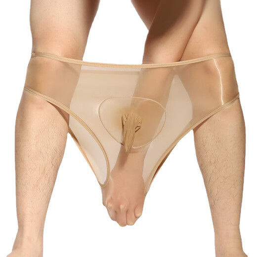 Zi Jiafu men's underwear self-pussing sexy inserts can lick one sexy shiny, transparent and separate JJ elephant big shorts, black opening [One size 80-155 Jin [Jin equals 0.5 kg]]

