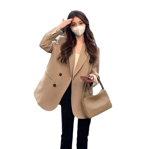 Quetong Small Suit Jacket Women's 2025 Early Spring and Autumn Women's Small and High-end Fashion New Korean Style Casual Suit Top Black XL Recommended 130Jin Jin is equal to about 0.5kg