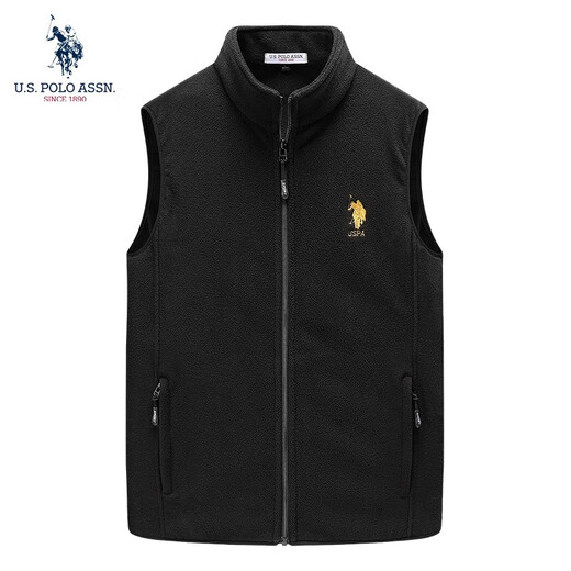 U.S. POLO ASSN.US Fleeceweste Herren Stehkragen Herrenweste Herbst und Winter Fleeceweste Herrenweste Herren warme Jacke Herren KXL32589 Schwarz M