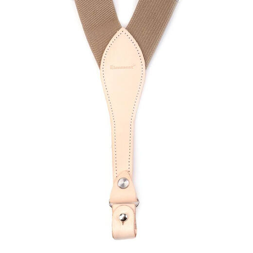 Yilemit Men's 4-clip box strap fat man big belly strap T-shaped vegetable tanned leather head layer cowhide elastic elastic adjustable trousers suspender belt gift box packaging T cowhide original - khaki 4-clip
