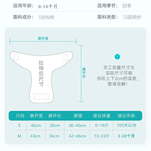菲菈多纱布尿布纯棉可洗婴儿尿介子新生儿尿片宝宝尿布裤尿戒子芥子夏季 卡通男宝随机 3条装 S码(0-3月)10斤一下