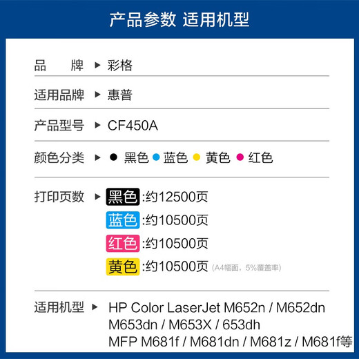 彩格M652dn硒鼓适用惠普CF450A墨盒HP655A M653dn M681dn M682z粉盒 【黑色】CF450A硒鼓/12500页