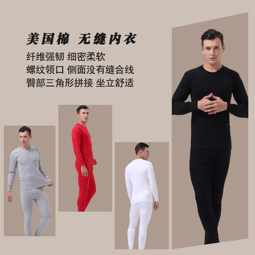 百富（BYFORD）男士秋衣秋裤全棉专柜款针织保暖内衣套装长袖打底男红MW8826\846 MW8846-上衣-灰色-厚款 M