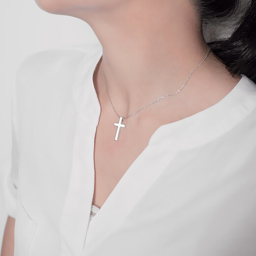 MZMZ platinum couple necklace men's and women's cross Pt950 platinum birthday anniversary gift for girlfriend and boyfriend 925 necklace + cross for women