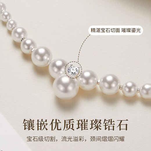 Zhou Baifu broken sterling silver Shijia pearl necklace for women 2025 new light luxury necklace pendant birthday gift for girlfriend