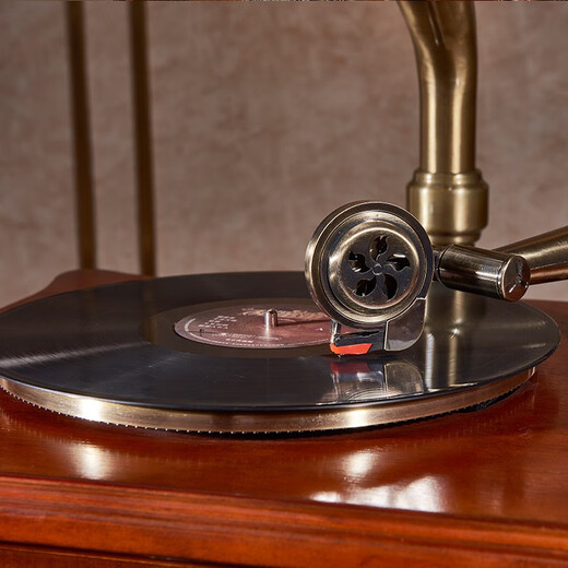 SHENGLINA American solid wood gramophone antique audio European living room retro vinyl record player old classical record player cherry color upgraded karaoke function