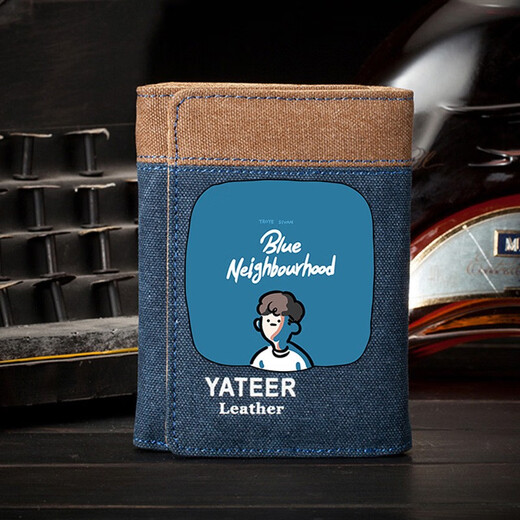 Yupinjia Wallet Men's Short Men's Wallet Canvas Card Holder Wallet Multifunctional Christmas and Chinese Valentine's Day Gift for College Students Troye Sivan Checkered (Blue)