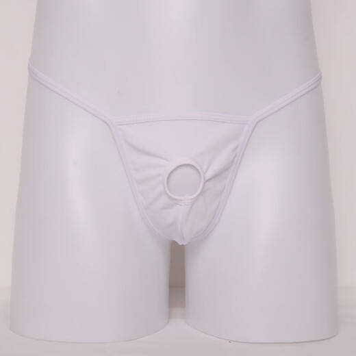 Open hole T-pants Men's underwear Slim elastic mid-waist sexy thong White