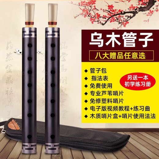 京韵乌木管子乐器演奏催泪管初学者吹奏乐器管子 G A E C 降B D调 降B调【塑料哨1个】＋8