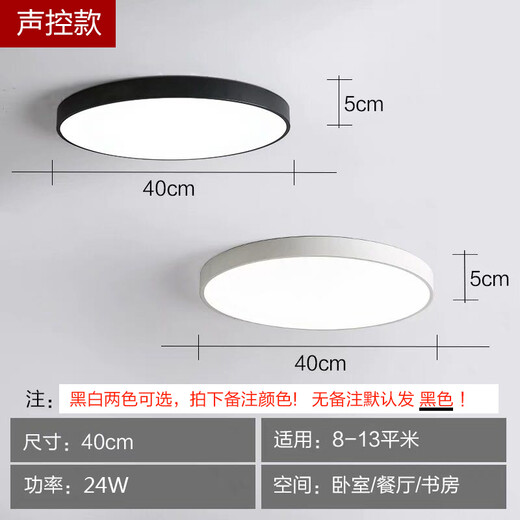 雷雷智光 led感应吸顶灯声控雷达人体感应灯走廊过道楼道阳台家用智能灯 圆40cm 声控24W 默认白