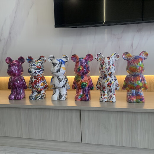 Miru Love Bear Internet celebrity children's room decorations living room light luxury TV cabinet wine cabinet cartoon violent bear ornament small doll 28cm big explosion