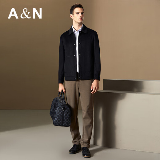 Antonio [5% Cashmere + 95% Wolle] Herrenjacke Frühlings- und Herbst mittleren und jungen Business Revers Wolljacke kurz schwarz m