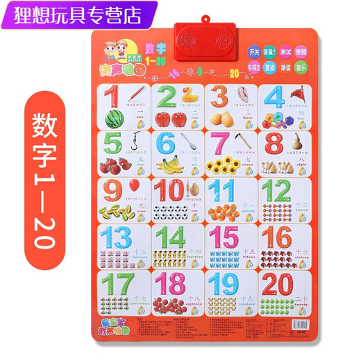 Shantoulin Village Audio Hanging Chart Baby Kinder früh Bildung Kinder Erleuchtung kognitiver Lernstimme Wandaufkleber Mathematik Number Reading Hang Painting 1-100 Zahlen