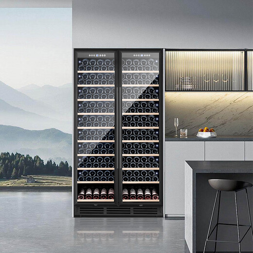 Bacchus red wine cabinet 250 bottles Constant temperature wine cabinet home commercial club office embedded integrated double door double control cabinet tea refrigerated wine storage cabinet high-end cold air frost-free YC-710 dual temperature-Beech wood shelf-1.91m high 250 bottles