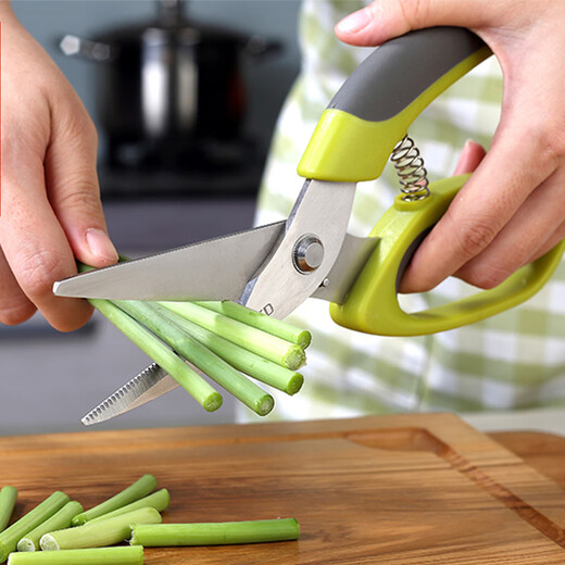 ILID Ciseaux de cuisine multifonctions pour usage domestique, grands ciseaux à os de poulet en acier inoxydable, ciseaux à écailles de poisson pour gratter les noix, ciseaux ménagers pour couper la viande et tuer le poisson, ciseaux de cuisine multifonctions (gris)