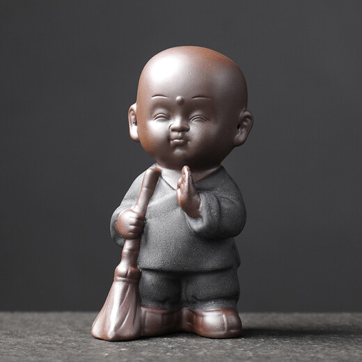 Yuxuan Zen Tea Pet Purple Clay Fine Handmade Ceramics Little Monk Can Cultivate Tea Art Tea Ceremony Tea Play Tea Tray Ornaments Sweeping Monk