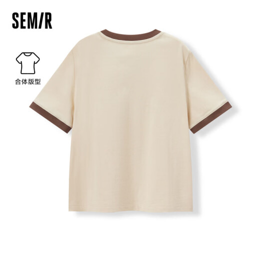 Semir short-sleeved T-shirt women's short pure cotton distressed printed summer playful contrasting color clothes niche 109323100041
