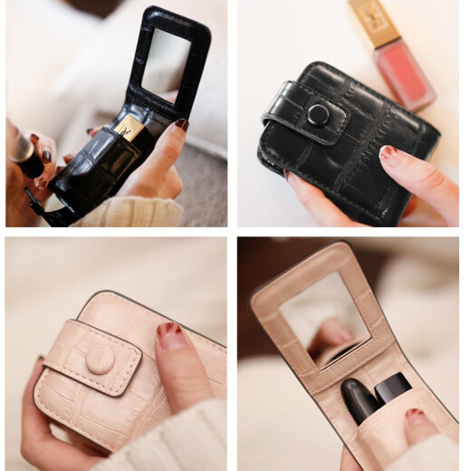 YiQuWang [Goddess' Day Gift Birthday Gift] Lipstick Bag Mini Cosmetic Bag Real Cowhide Small Touch-Up Storage Bag Pink