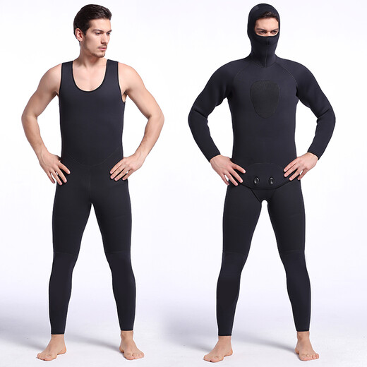 SBART 3/5MM wetsuit split thickened to keep warm and cold, winter swimming sports surfing deep snorkeling anti-scratch jellyfish suit 1164 black 5MM one-piece XXXL
