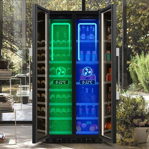 BAIKAILUN frequency converter wine cabinet dual temperature constant temperature red cabinet home living room ice bar office tea refrigerator double door office thin zero embedded bench embedded freezer embedded glass refrigerator mirror dual temperature full display 162 bottles thin section