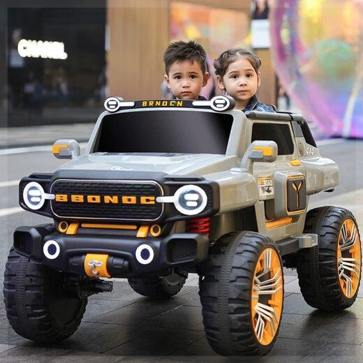 FKU tank Raptor children's electric vehicle, four-wheeler remote control off-road vehicle, two-person baby toys can be used as adults' stroller, light luxury red + wear-resistant hard wheel + super-power battery + tools