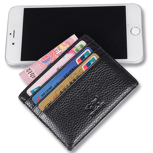 SEPTWOLVES ultra-thin wallet fashion casual card bag business card holder for men and women multi-card position first layer cowhide card cover black 3A3072291-01