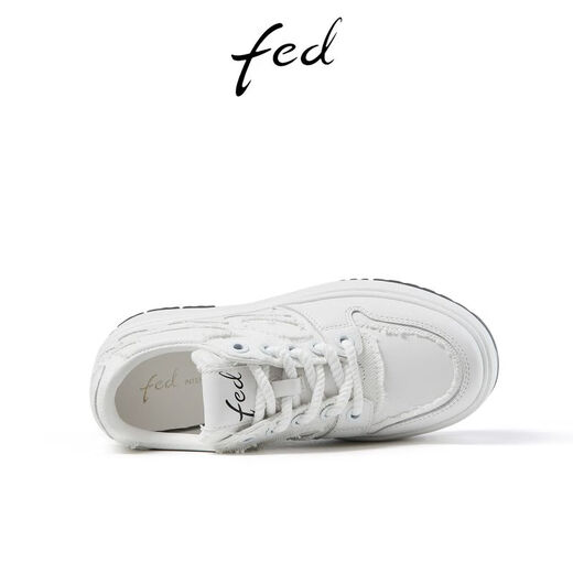 Fed Mall Soms de chaussures blanches à semelle épaisse automne Nouvelles chaussures pour femmes chaussures de sport en cuir r0904-yab679 bleu / blanc 38