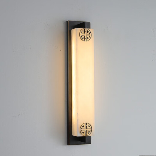 Tong Deng Hui new Chinese style all-copper outdoor waterproof wall lamp natural marble door on both sides of the courtyard villa garden lamp long wall lamp outdoor wall lamp copper color-Chinese knot 100cm