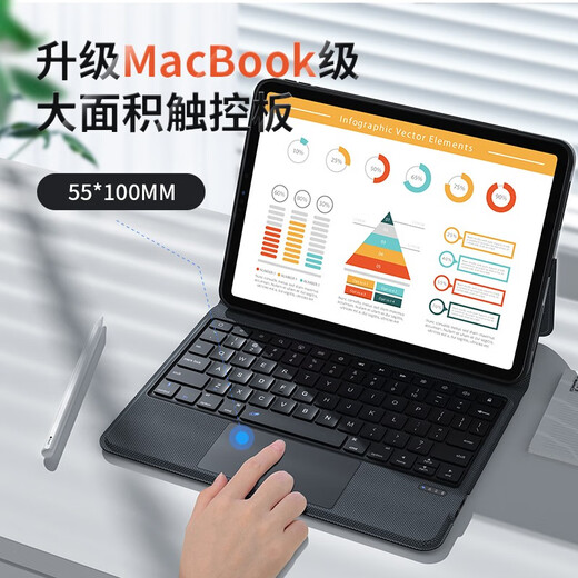 MUSTTRUE Apple iPad Keyboard Case 9th Generation 2021 10.2-inch Magic Bluetooth Keyboard Detachable Magnetic Tablet Case Touch Control Integrated Thin and Light Keyboard + Magnetic Protective Case Suitable for iPad 7/8/9th Generation 10.2-inch