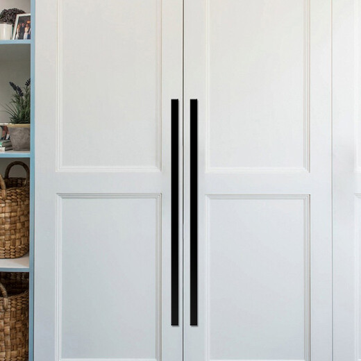 Preda extended handle modern simple wardrobe 1 meter cabinet door black Nordic small door handle drawer light luxury American European style PL1049 black three-hole 800mm length