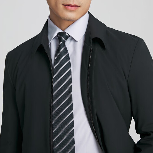 YOUNGOR windbreaker men's lapel mid-length cotton windbreaker filled with warmth for business and leisure shopping malls black YYCF415487AFA XL 180/100A