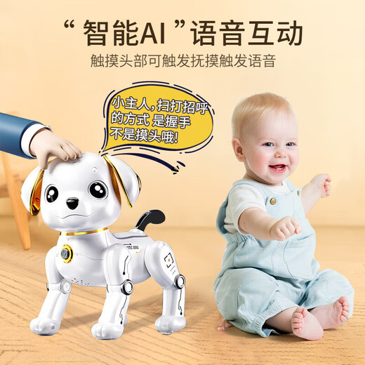 Sodi Perro robot inteligente Juguete para niños Programación para niños Truco Robot de control remoto Educación temprana Bebé Regalo de cumpleaños Control de voz táctil-Programación-Control remoto Perro robot