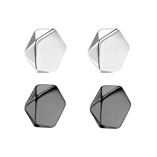 Platinum magnetic non-pierced ear clips geometric rhombus black and white high-end earrings trendy men and women personalized earrings hip-hop earrings geometric magnetic ear clips silver and black two pairs