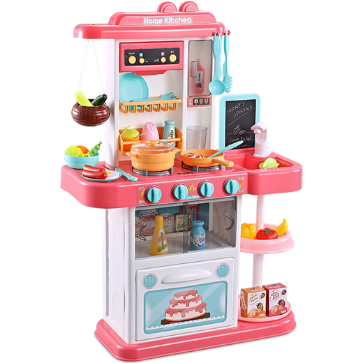 [70% new] Bainshi Children's toys Boys Girls toys Role-playing Parent-child interaction house kitchen toys Real water strip spray B133 Pink